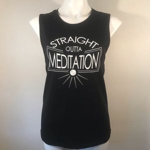Straight Outta Meditation Black and White Tank Top